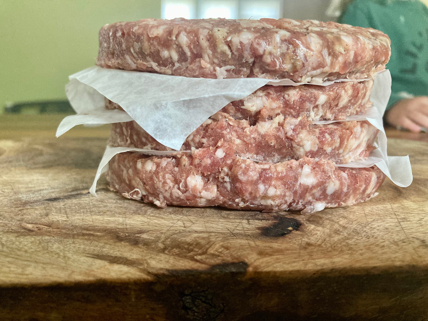 Pork burgers (plain, no seasoning added)